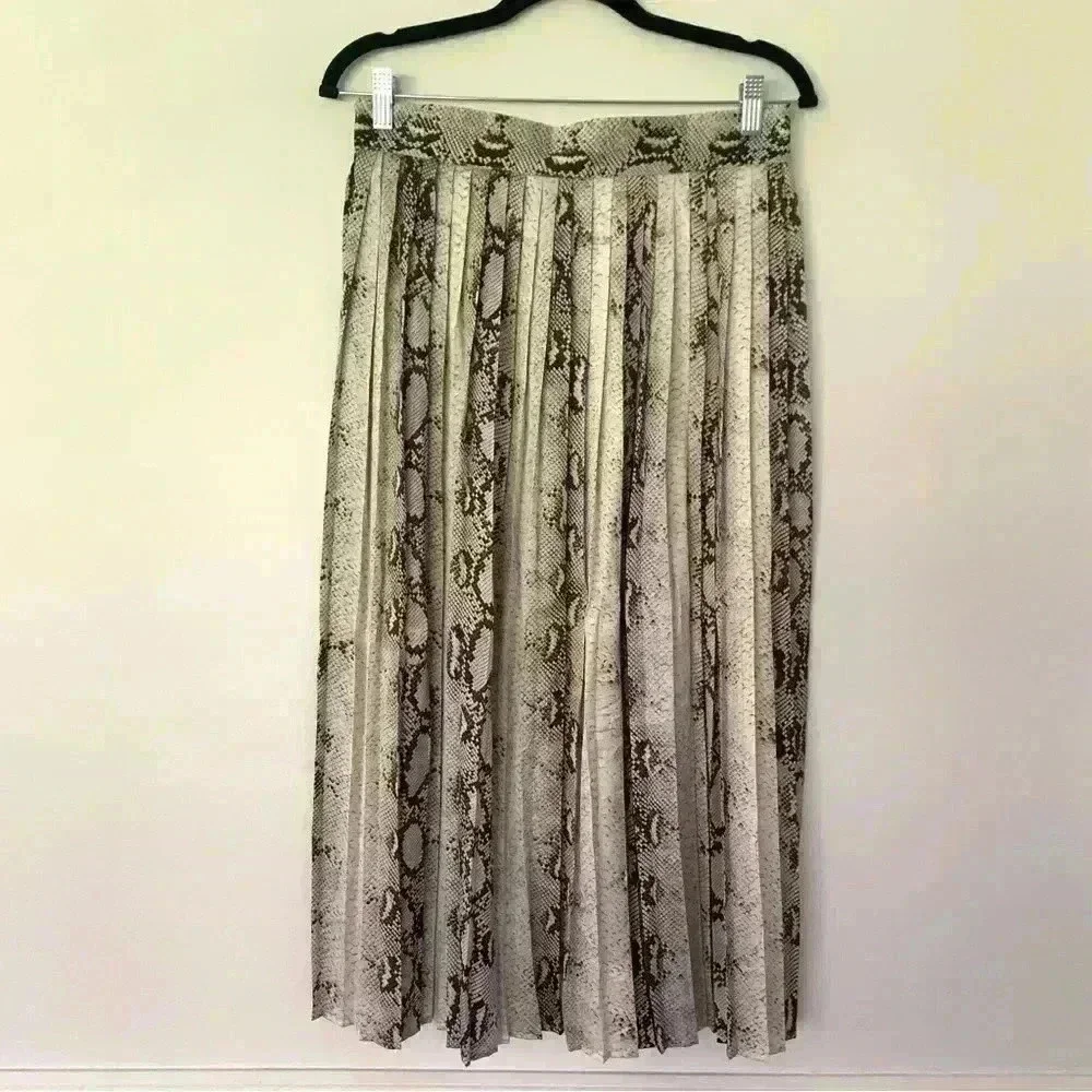 Dress Forum Women's Snakeskin Print Pleated Midi Skirt Size Large